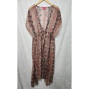 Betsey Johnson Snake Bite Tie Front Swim Suit Cover Up Duster One Size Fits Most